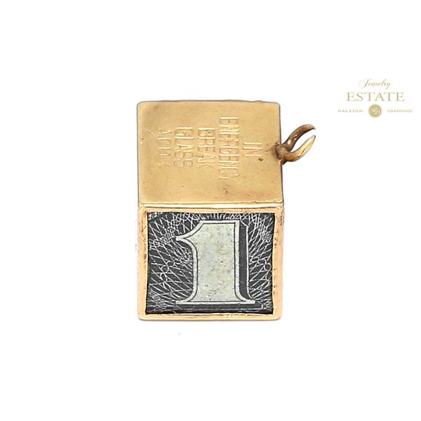 Estate 14K Yellow Gold Emergency One Dollar Bill Charm Pendant Image 3 Raleigh Diamond Fine Jewelry Raleigh, NC