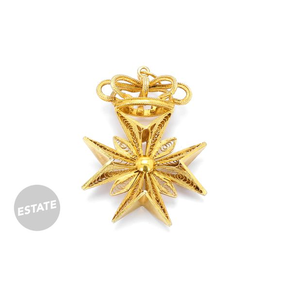 Estate 20K Yellow Gold Filigree Star Cross Pendant Raleigh Diamond Fine Jewelry Raleigh, NC