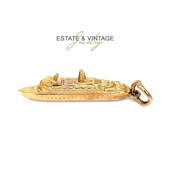 Estate 14K Yellow Gold Cruise Boat Ship Charm Raleigh Diamond Fine Jewelry Raleigh, NC