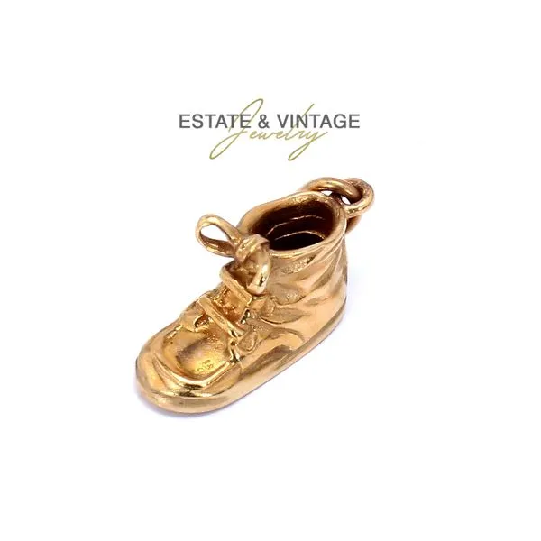 Estate 14K Yellow Gold Baby Shoe Charm Raleigh Diamond Fine Jewelry Raleigh, NC