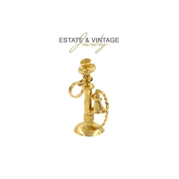 Estate 14K Yellow Gold Vintage Telephone Charm Raleigh Diamond Fine Jewelry Raleigh, NC