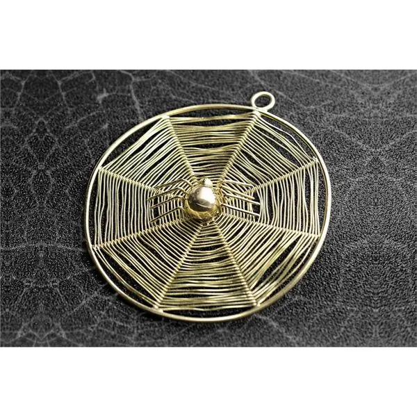 Estate 14K Yellow Gold Spider in Web Charm Pendant Image 3 Raleigh Diamond Fine Jewelry Raleigh, NC