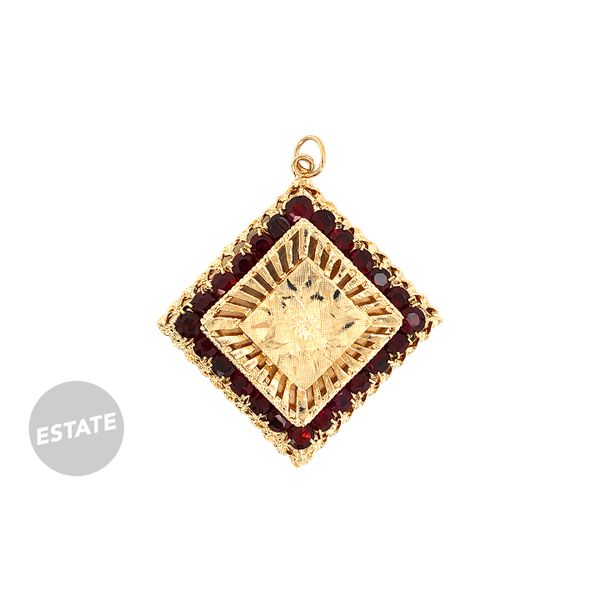 Estate 14K Yellow Gold Locket with Garnets Raleigh Diamond Fine Jewelry Raleigh, NC