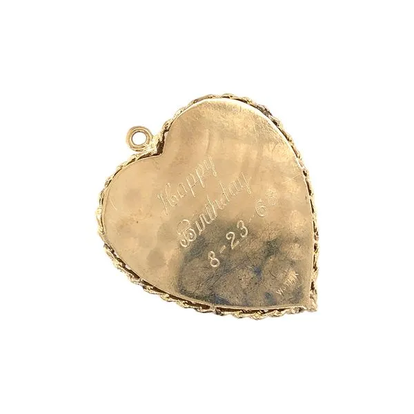Estate 14K Yellow Gold Heart shape Locket with red Garnets Image 4 Raleigh Diamond Fine Jewelry Raleigh, NC