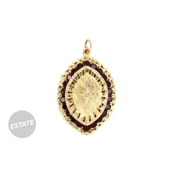 Estate 14K Yellow Gold Marquise Locket with Garnets Raleigh Diamond Fine Jewelry Raleigh, NC