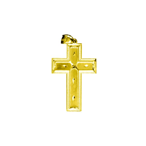 Estate 14K Yellow Gold Large Diamond Cut Cross Charm Pendant Raleigh Diamond Fine Jewelry Raleigh, NC