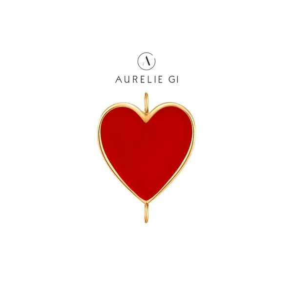 Aurelie Gi 14K Yellow Gold Red Enamel Heart Charm Raleigh Diamond Fine Jewelry Raleigh, NC