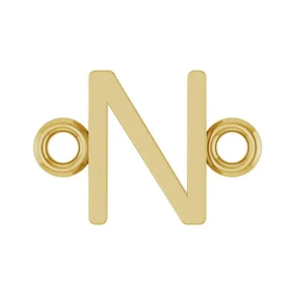 14K Yellow Gold Sans Serif "N" Initial Link - Great for Permanent Jewelry! Raleigh Diamond Fine Jewelry Raleigh, NC