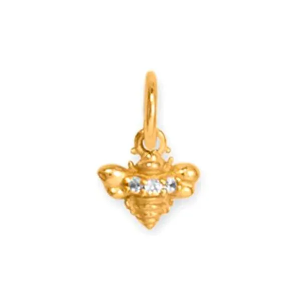 14k Yellow Gold Tiny BumbleBee 5.8x4mm with CZ Charm Pendant Raleigh Diamond Fine Jewelry Raleigh, NC