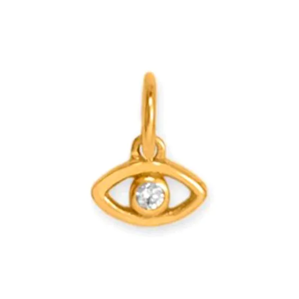 14k Yellow Gold 5.7x3.5mm Tiny Evil Eye with CZ Charm Raleigh Diamond Fine Jewelry Raleigh, NC