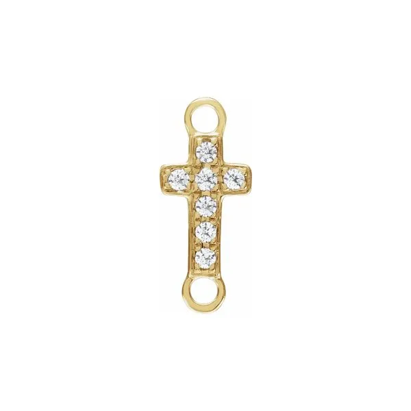 14K Yellow Gold 0.04ctw Natural Diamond Petite Pave Cross Link Charm Pendant Raleigh Diamond Fine Jewelry Raleigh, NC