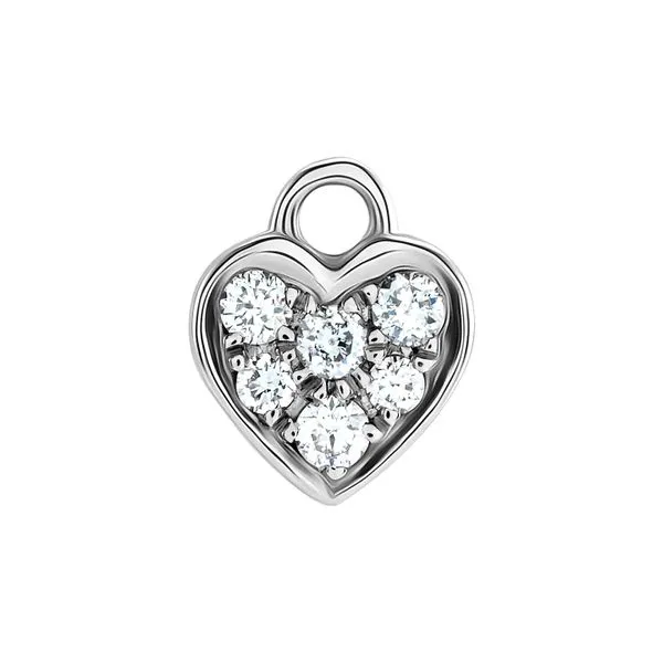 14K White Gold 0.06ctw Natural Diamond Petite Pave Heart Dangle Charm Pendant Raleigh Diamond Fine Jewelry Raleigh, NC