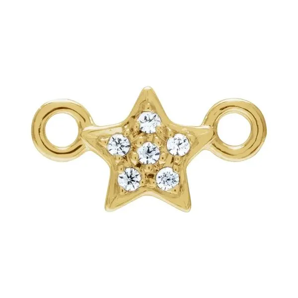 14K Yellow Gold 0.03ctw Natural Diamond Petite Pave Star Link Charm Raleigh Diamond Fine Jewelry Raleigh, NC