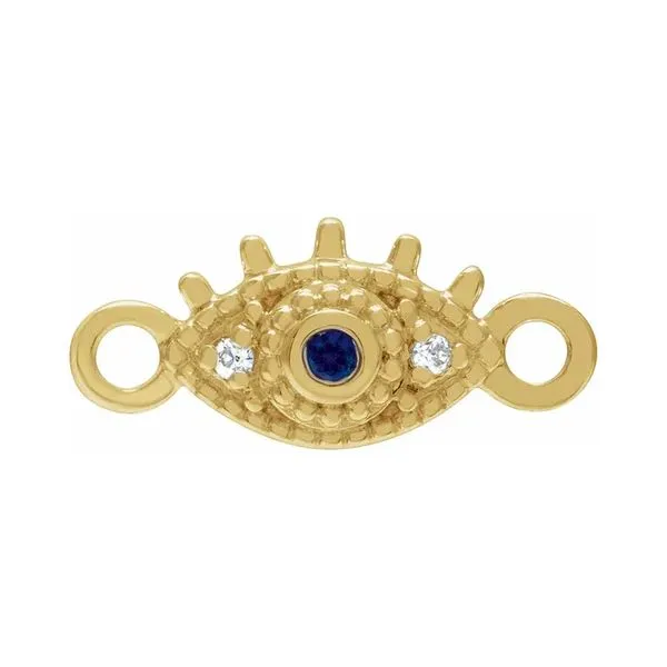 14K Yellow Gold Petite Pave Natural Blue Sapphire & 0.01ctw Natural Diamond Evil Eye Link Raleigh Diamond Fine Jewelry Raleigh, NC