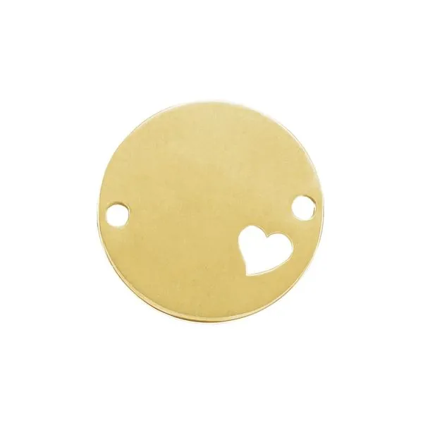 14K Yellow Gold Engravable Pierced Heart Bracelet Center Charm Pendant Raleigh Diamond Fine Jewelry Raleigh, NC