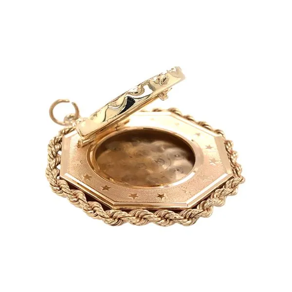 Estate 14K Yellow Gold Octagon Locket Pendant with Garnets Image 3 Raleigh Diamond Fine Jewelry Raleigh, NC