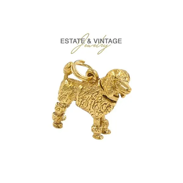 Estate 14K Yellow Gold French Poodle with Articulated Head Charm Pendant Raleigh Diamond Fine Jewelry Raleigh, NC