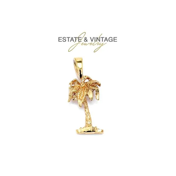 Estate 14K Yellow Gold Floridian Palm Tree Charm Pendant Raleigh Diamond Fine Jewelry Raleigh, NC
