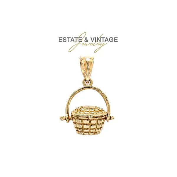 Estate 14K Yellow Gold Nantucket Basket Charm Pendant Raleigh Diamond Fine Jewelry Raleigh, NC