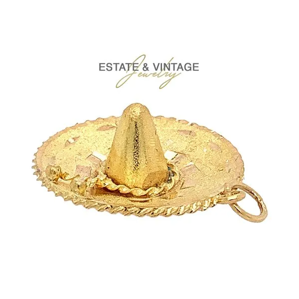 Estate 14K Yellow Gold Sombrero Hat Charm Pendant Raleigh Diamond Fine Jewelry Raleigh, NC