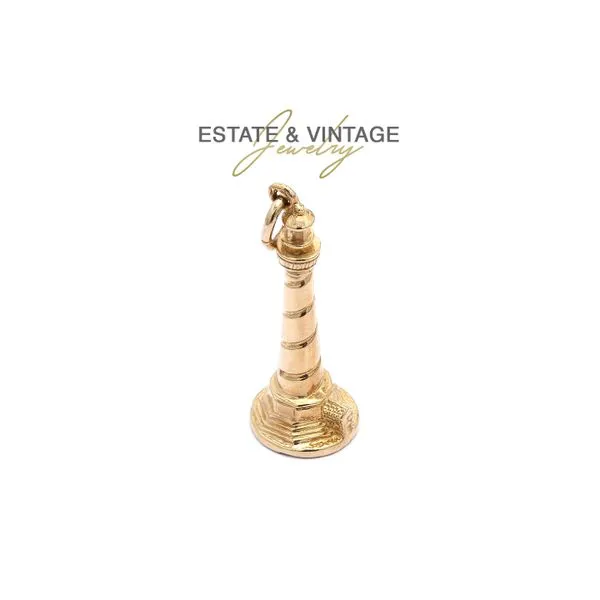 Estate 14K Yellow Gold NC Cape Hatteras Lighthouse Charm Pendant Raleigh Diamond Fine Jewelry Raleigh, NC