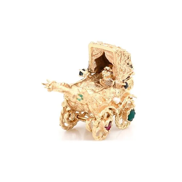 Estate 14K Yellow Gold Gemstones Baby Carriage Charm Pendant Image 2 Raleigh Diamond Fine Jewelry Raleigh, NC