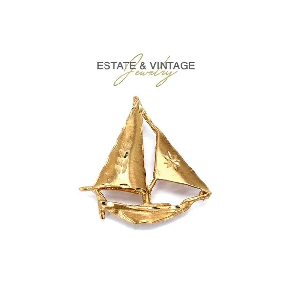 Estate 14K Yellow Gold Sail Boat Charm Pendant Raleigh Diamond Fine Jewelry Raleigh, NC