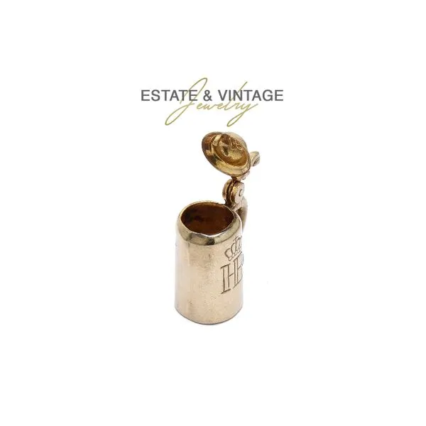 Estate 14K Yellow Gold Beer Stein Charm Pendant - Lid Opens! Image 2 Raleigh Diamond Fine Jewelry Raleigh, NC