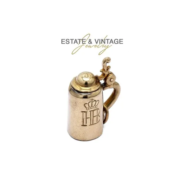 Estate 14K Yellow Gold Beer Stein Charm Pendant - Lid Opens! Raleigh Diamond Fine Jewelry Raleigh, NC