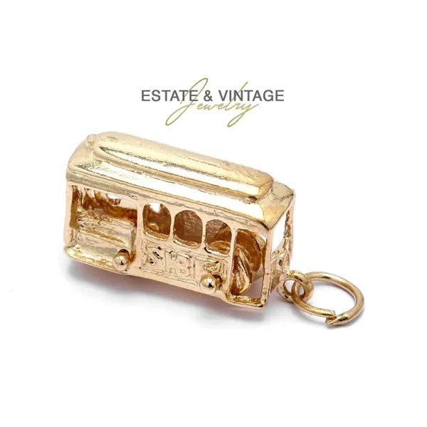 Estate 14K Yellow Gold San Francisco Tram Trolley Street Car Charm Pendant Raleigh Diamond Fine Jewelry Raleigh, NC