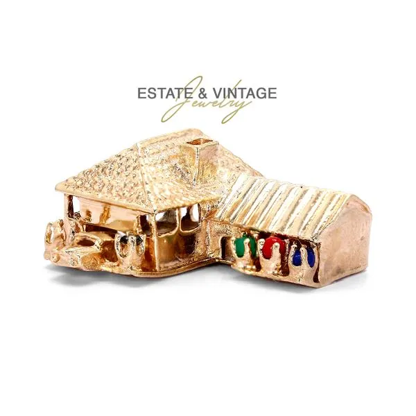 Estate 14K Yellow Gold and Gemstones Charming House Charm Pendant Raleigh Diamond Fine Jewelry Raleigh, NC
