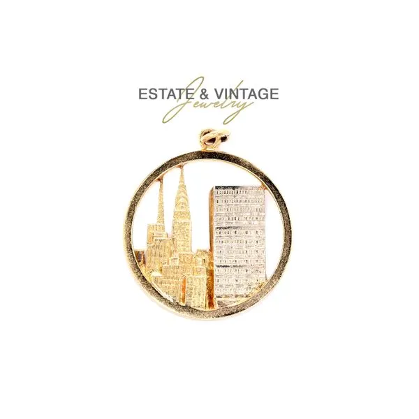 Estate 14K Tri-Gold NYC New-York City Skyline Charm Pendant Raleigh Diamond Fine Jewelry Raleigh, NC