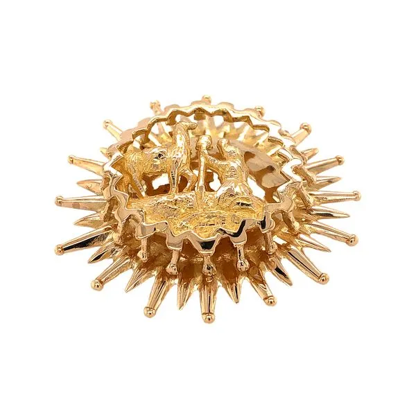 Estate 18K Yellow Gold Peruvian Starburst Brooch Pin and Charm Pendant Image 3 Raleigh Diamond Fine Jewelry Raleigh, NC
