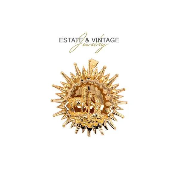 Estate 18K Yellow Gold Peruvian Starburst Brooch Pin and Charm Pendant Raleigh Diamond Fine Jewelry Raleigh, NC