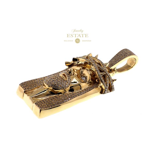 Estate 14K Yellow Gold 5.11ctw H-I/SI2 Diamond Jesus Christ Pendant Image 2 Raleigh Diamond Fine Jewelry Raleigh, NC