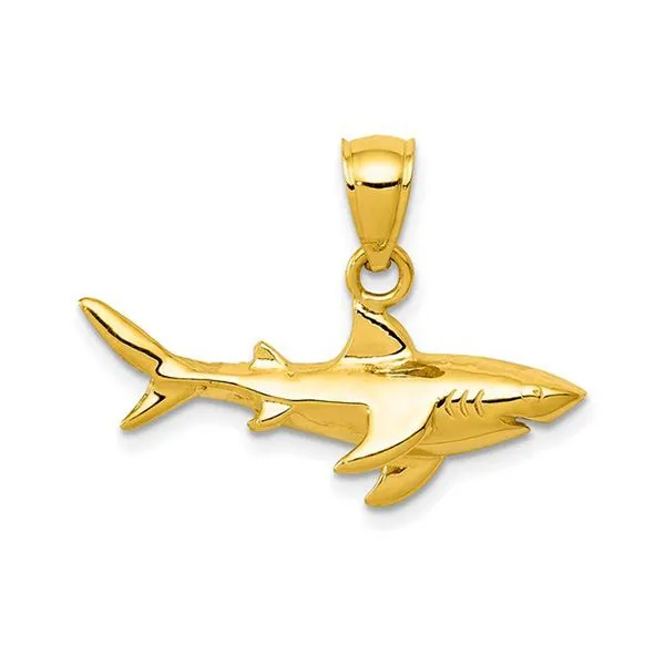 10K Yellow Gold 18mmX24mm Shark Charm Pendant Raleigh Diamond Fine Jewelry Raleigh, NC