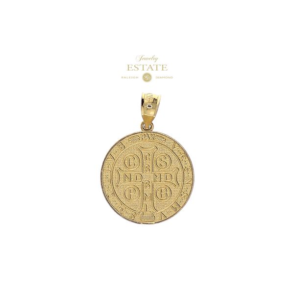 Estate 14K Yellow Gold Saint Benedict Charm Pendant Image 2 Raleigh Diamond Fine Jewelry Raleigh, NC