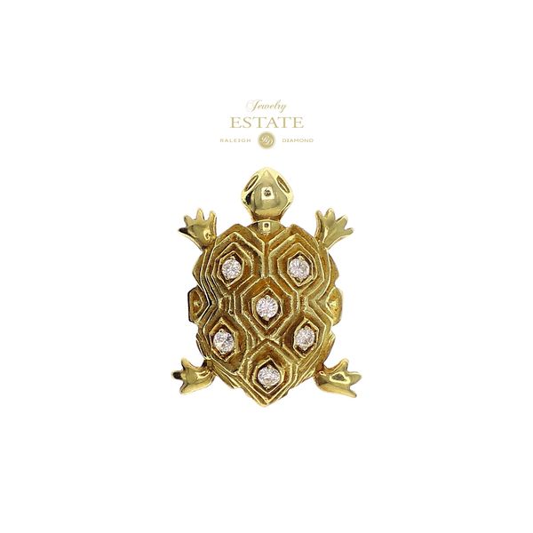 Estate 14K Yellow Gold Diamond Turtle Pendant Charm Raleigh Diamond Fine Jewelry Raleigh, NC
