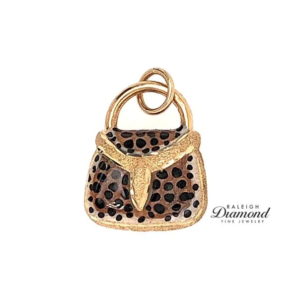 Estate 14K Yellow Gold Leopard Print Purse Charm Raleigh Diamond Fine Jewelry Raleigh, NC