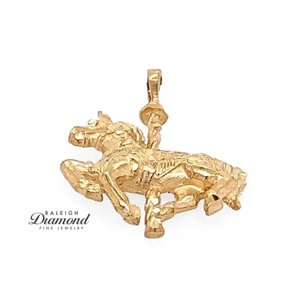 Estate 14K Yellow Gold Carousel Horse Charm Image 3 Raleigh Diamond Fine Jewelry Raleigh, NC