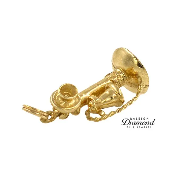 Estate 14K Yellow Gold Vintage Telephone Charm Image 2 Raleigh Diamond Fine Jewelry Raleigh, NC