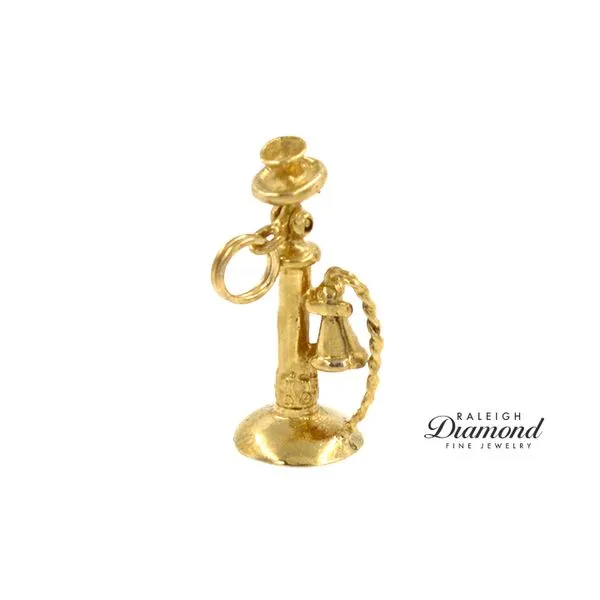 Estate 14K Yellow Gold Vintage Telephone Charm Raleigh Diamond Fine Jewelry Raleigh, NC