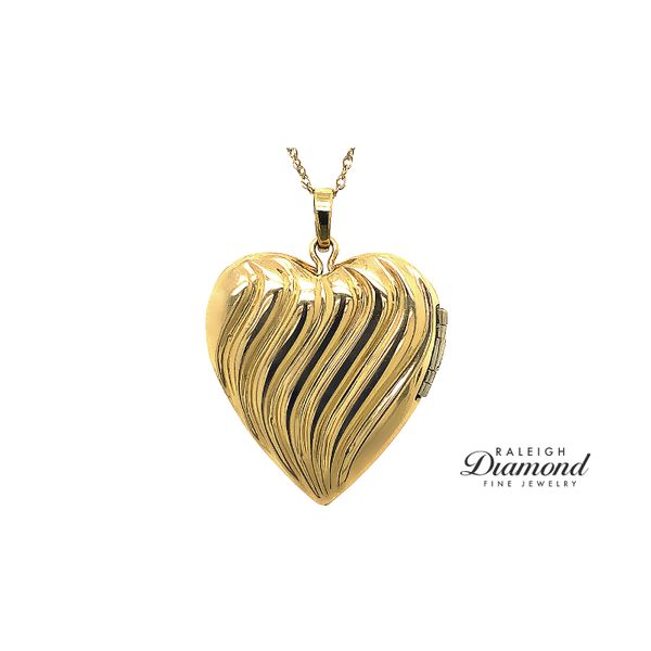 10K Yellow Gold Heart Locket with Diamond Image 2 Raleigh Diamond Fine Jewelry Raleigh, NC