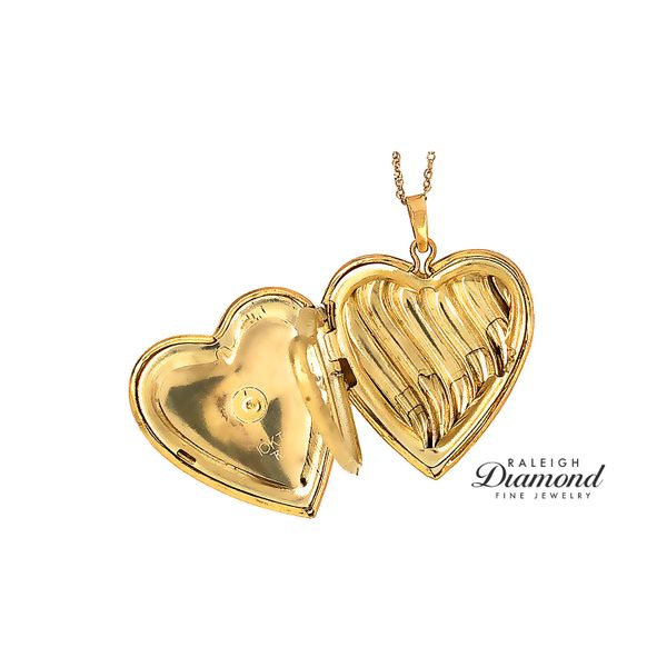 10K Yellow Gold Heart Locket with Diamond Image 3 Raleigh Diamond Fine Jewelry Raleigh, NC