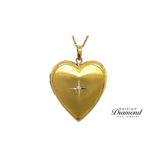 10K Yellow Gold Heart Locket with Diamond Raleigh Diamond Fine Jewelry Raleigh, NC