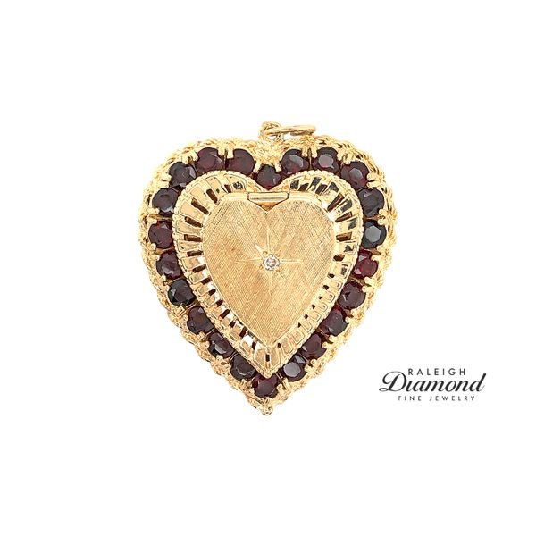 Estate 14K Yellow Gold Heart Locket with Garnets Raleigh Diamond Fine Jewelry Raleigh, NC