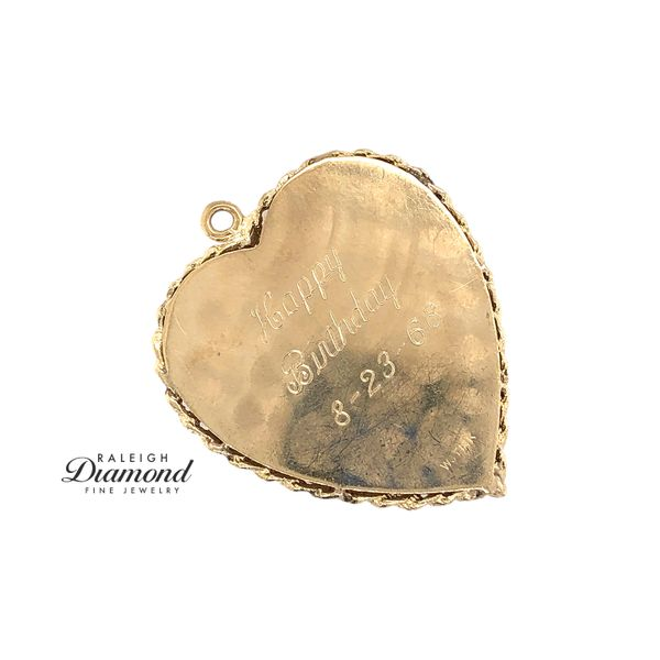 Estate 14K Yellow Gold Heart shape Locket with red Garnets Image 4 Raleigh Diamond Fine Jewelry Raleigh, NC