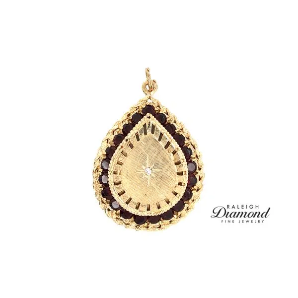 Estate 14K Yellow Gold Pear Pendant with Garnets Raleigh Diamond Fine Jewelry Raleigh, NC