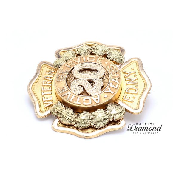 Estate 14K Yellow Gold Antique 1897-1917 FDNY Veteran Badge Image 4 Raleigh Diamond Fine Jewelry Raleigh, NC