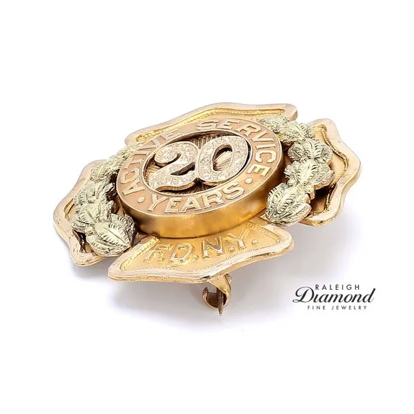 Estate 14K Yellow Gold Antique 1897-1917 FDNY Veteran Badge Raleigh Diamond Fine Jewelry Raleigh, NC